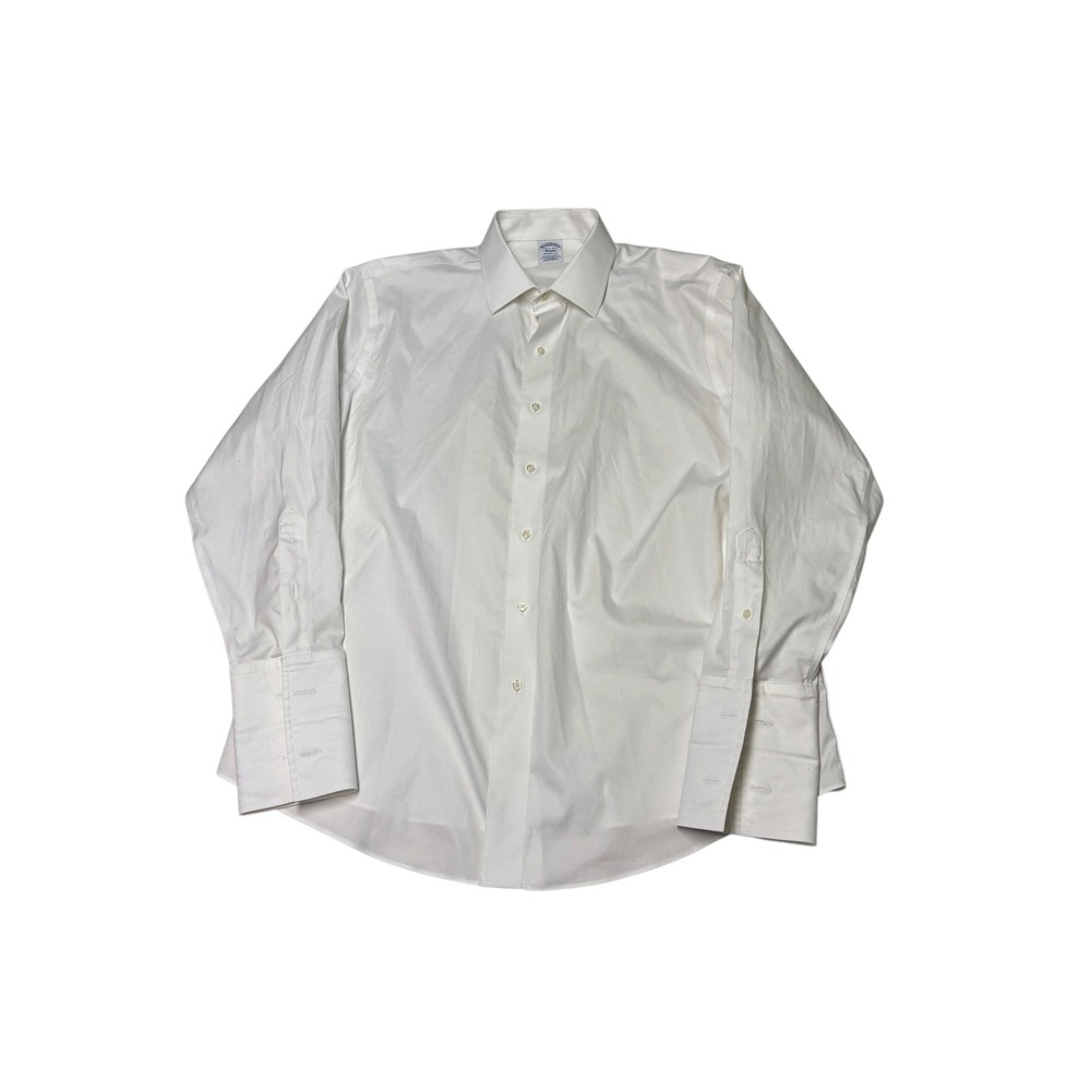 Brooks Brothers Regular Fit White Non-Iron Supima Stretch French Cuff Mens 16.5